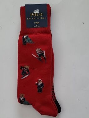 Polo Ralph Lauren 2pk Bear logo Socks Size XL